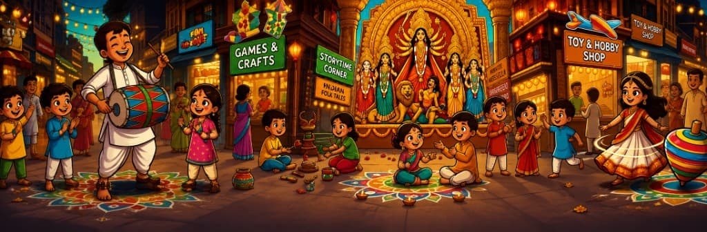 Festive Indian street celebration with music, rangoli, and cultural traditions