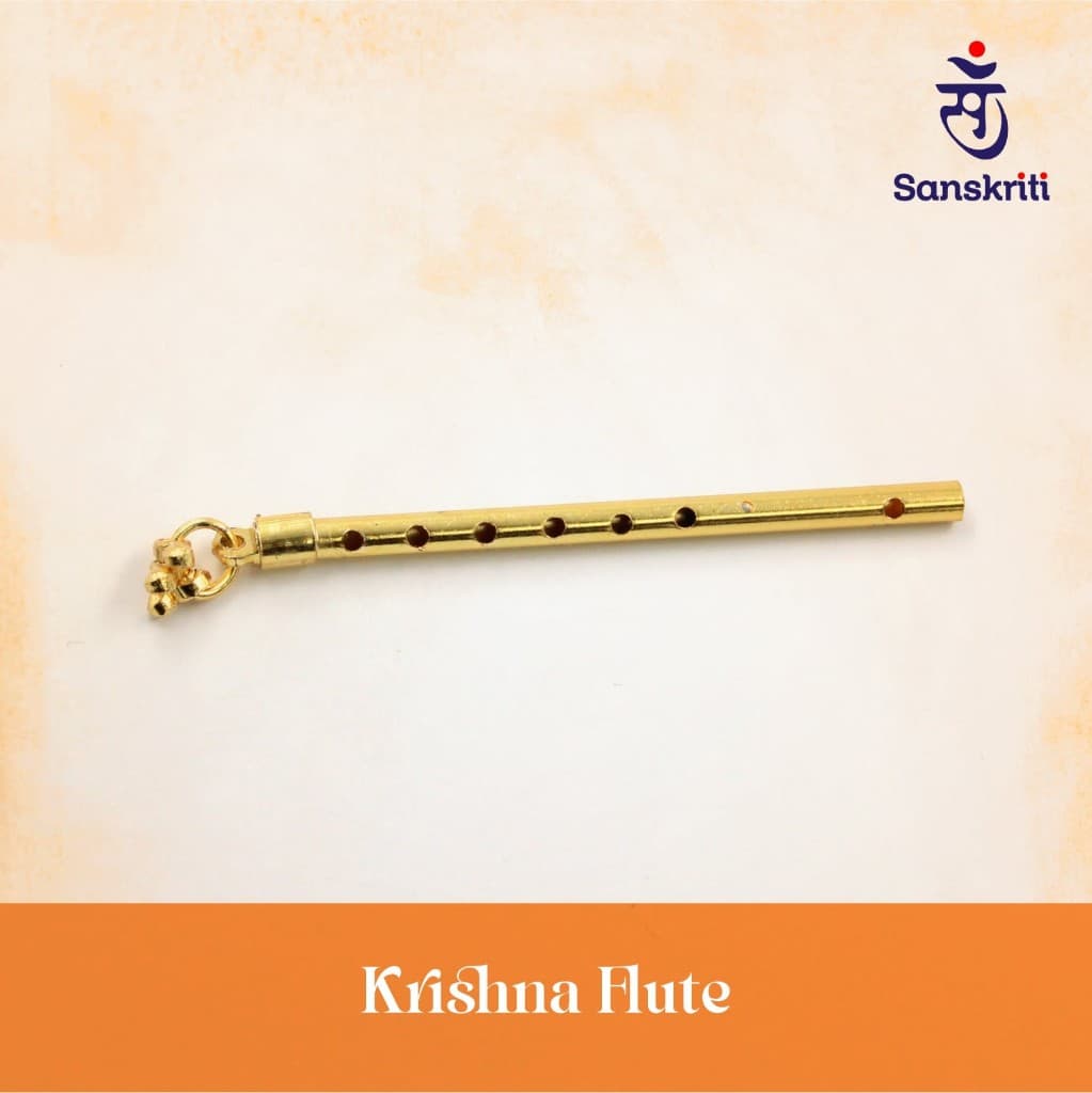 Krishna Flute — golden bansuri with bells