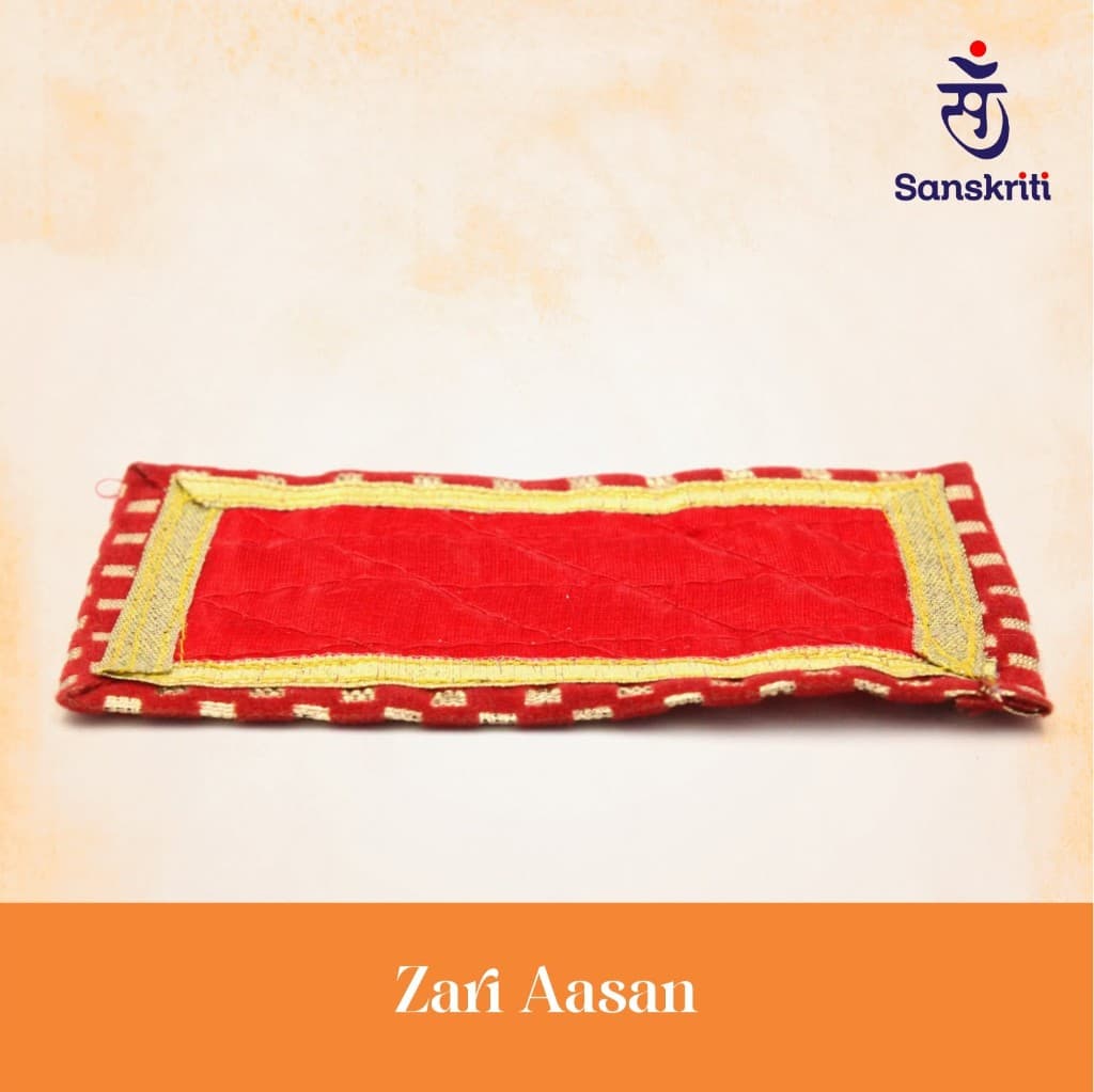 Zari Aasan — red and gold ceremonial mat